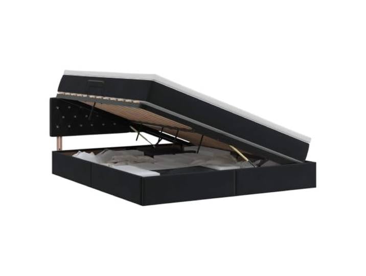 KTHLBRH Bett mit Bettkasten Kopfteil schwarz 180 x 200 cm Samt Hydraulisches Heben, Platz unter der Matratze, weicher Samt, quadratische Griffe, minimalistisches Design, modernes Zimmer
