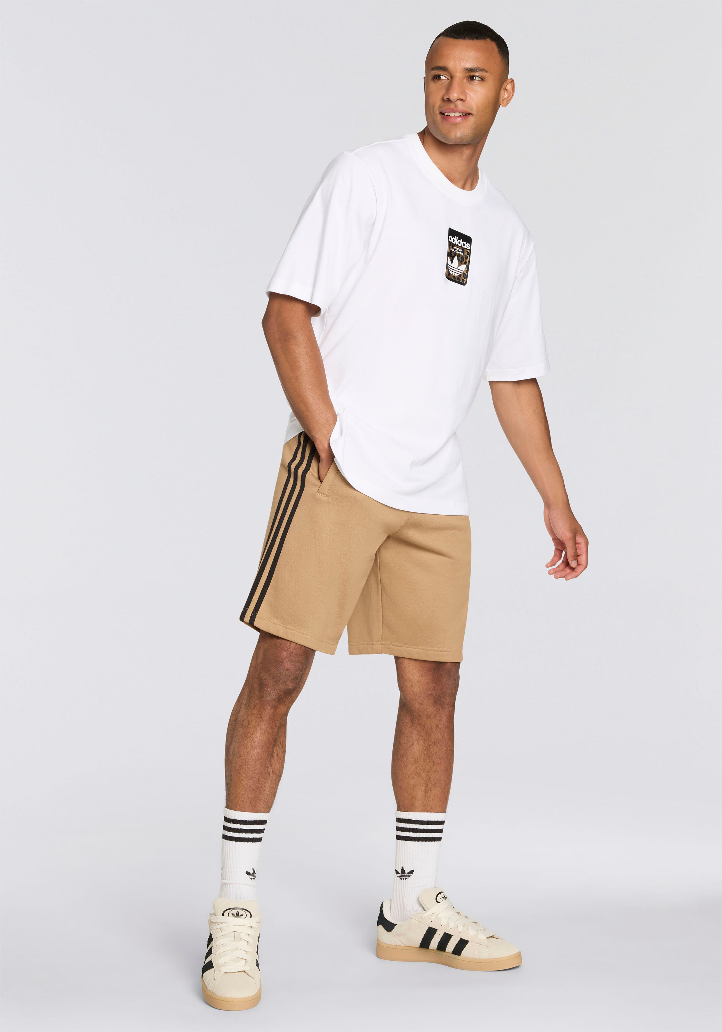 T-Shirt ADIDAS ORIGINALS "LEO OVERSIZE", Herren, Gr. XL, weiß, Obermaterial: 100% Baumwolle, Shirts T-Shirt, Print T-Shirt, für Laufen und Freizeit