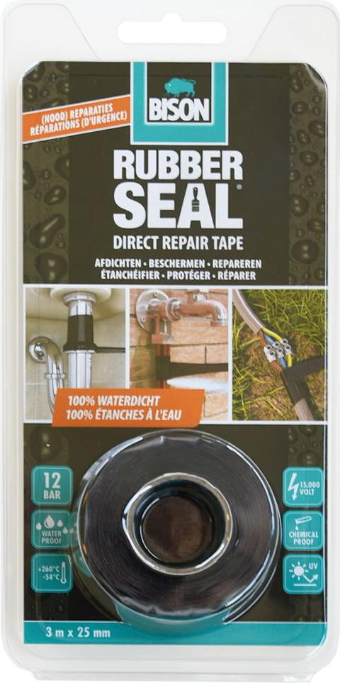 Bison Rubber Seal Direct Repair Tape - Zwart - Waterdicht