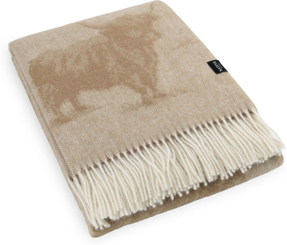 Native Natural Animal Print Blanket Cream 140cm W X 200cm L