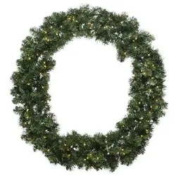 Lumineo Künstlicher Tannenkranz 50cm mit LED Lichtern - Outdoor Kranz beleuchtet Türkranz Weihnachten Adventskranz Weihnachtskranz Weihnachtsdeko Grün