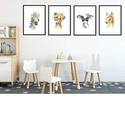 POSTER Set mit 4 Flameanimals A3 Schwarzer Rahmen