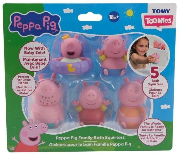 Toomies Peppa Pig Family 5 Bath Squirters - Soft Touch Squirters for Little Hands - 5-pack for Babies
