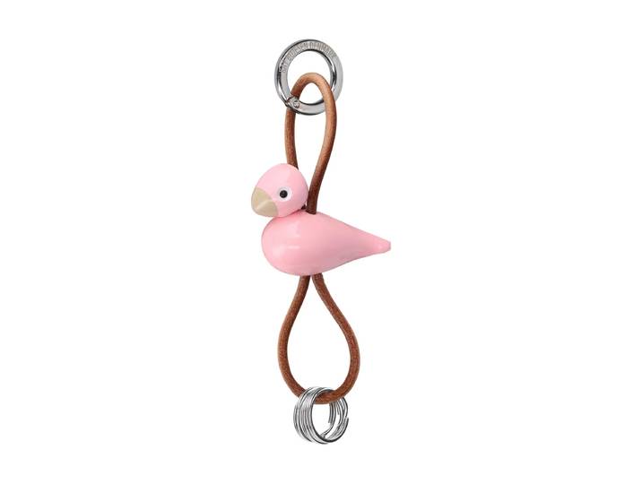 Kay Bojesen - Vogel Schlüsselanhänger, Metall, Naturleder rosa