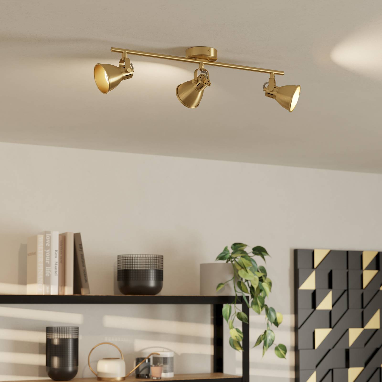 EGLO Ceiling Spotlight Seras, Brass / gold, Living / Dining Room, metal, Ceiling Light