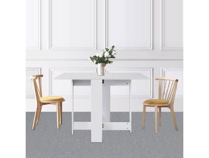 Table Pliante - OHMG - L102.5cm - Blanc - Mélamine - 4 personnes