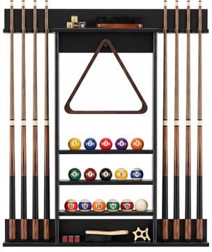 Costway Wall-mounted Billiards Pool Cue Rack Only-Black