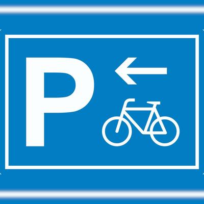 HB-Druck Fahrrad Parkplatz Aufkleber mit Richtungspfeil links waagerecht A7 (74x105mm)