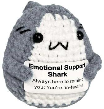 Inspired Finds Emotional Support Crochet Plush Mini Handmade Desk Decor Cute Gift Ornament emotional Support Shark