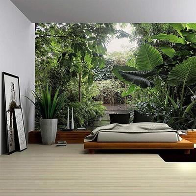 Natur tropischer Wald Wandteppich Wanddekoration großer Wandteppich Wanddeko Fotokulisse Decke Vorhang Home Schlafzimmer Wohnzimmer Dekoration Wandtuch XXL Natur