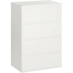 STILVORA Kommode Sideboard mit 4 Schubladen Weiß 55x33x80  grifflose Front mit Soft Close Metallschienen und Kippschutz für Wohn und Arbeitsbereiche