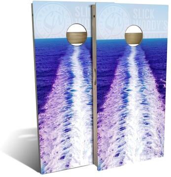 Skip's Garage Ocean Wake Outdoor Cornhole Board Set