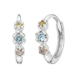 LEAF - CREOLE THREE GEMS - blauer topas - silber