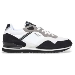 Pepe Jeans für Herren. PMS40035 London life Lederschuhe weiß, grau (46), Wohnung, Wildleder, Schnürsenkel, Lässig