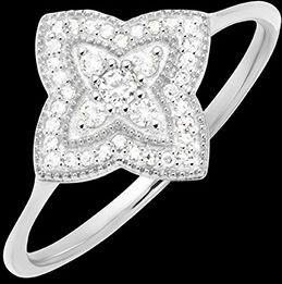 Edenly Ring Diamantblume - WeiÃŸgold 18 Karat mit Diamanten