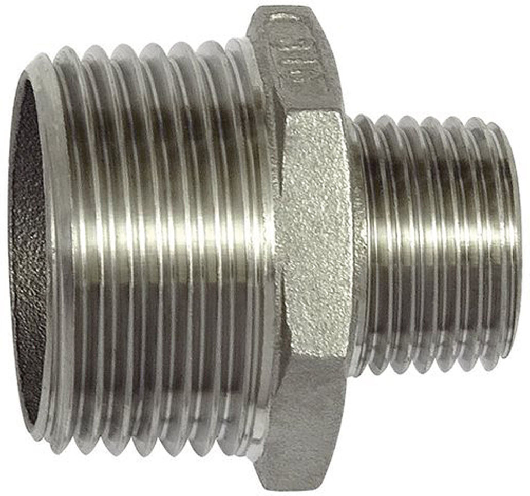 Riegler Doppelgewindenippel, red., Achtkant, R 3, R 2, ES 1.4408 (277.28-ES)