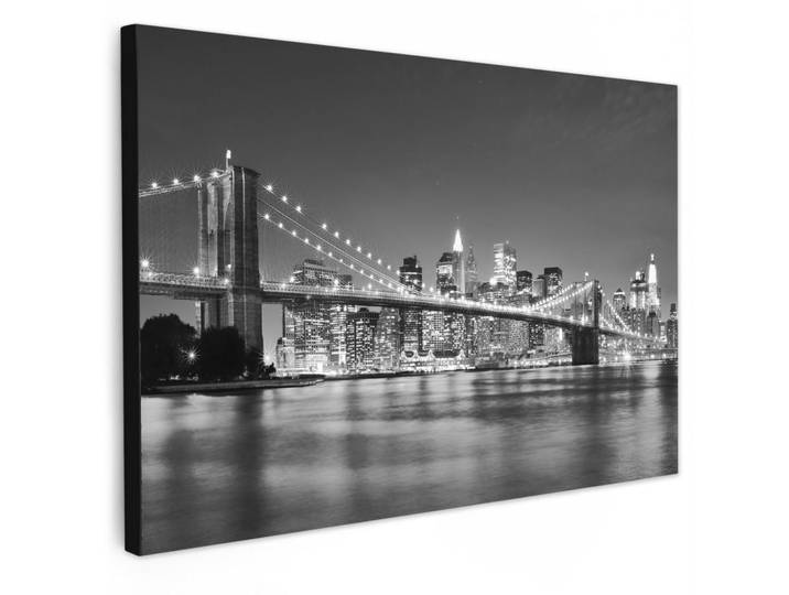 MuchoWow Leinwandbild - New York - Brücke - Brooklyn - Schwarz und weiß - Architektur - 120x80 - Kunstdruck, Textil, Kiefer, Abstrakt, Rechteckig, 120x80 cm, gerahmt, Bilder & Rahmen, Bilder, Wandbilder