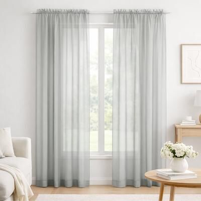 Home Mart Goods "Silver Sheer Window Rod Pocket Curtain Set 95"" Inches Long (2 Panels) - 95"" Long"