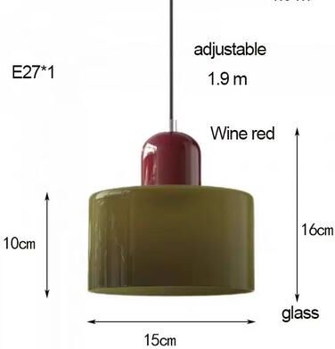 Inspired Finds Nordic Modern Glass Bedside Pendant Light Long Line E27 Chandelier For Bedroom Restaurant Bar brownish Green warm White