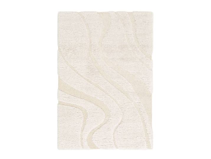 Tapis intérieur shaggy motif avec relief crème 200x290cm