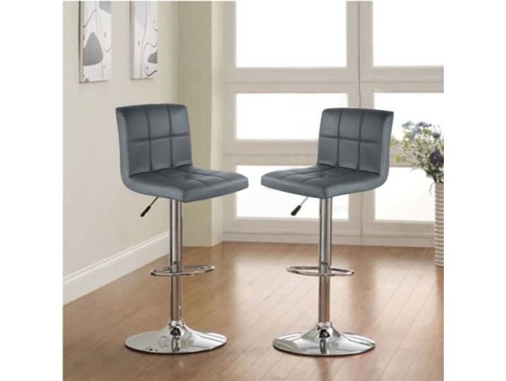 LOT DE 2 TABOURET DE BAR CHAISE DE BAR CHAISE DE CUISINE， RÉGLABLE EN HAUTEUR GRIS