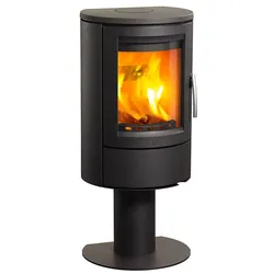 Varde  Kaminofen  Aura  11  auf  Sockel  mit  Guß-Topplatte  Stahl  schwarz  (5  kW)
