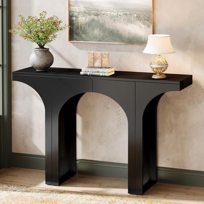 Jiallo "47"" Modern Black Console Table with Arched Base, Narrow Hallway Sofa Table for Entryway or Living Room"