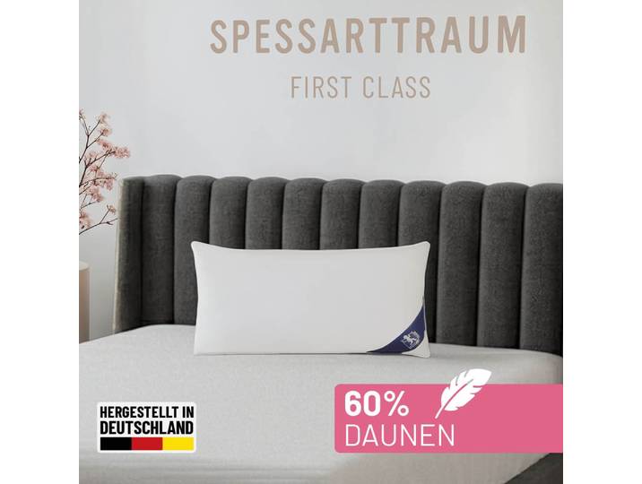 Daunenkissen SPESSARTTRAUM FIRST CLASS , weiss (weiß), B:40cm L:80cm, Bezug: 100% Baumwolle. Füllung: 60% Daunen, 40% Federn, Kopfkissen, Daunenkissen, hergestellt in Deutschland, allergikerfreundlich