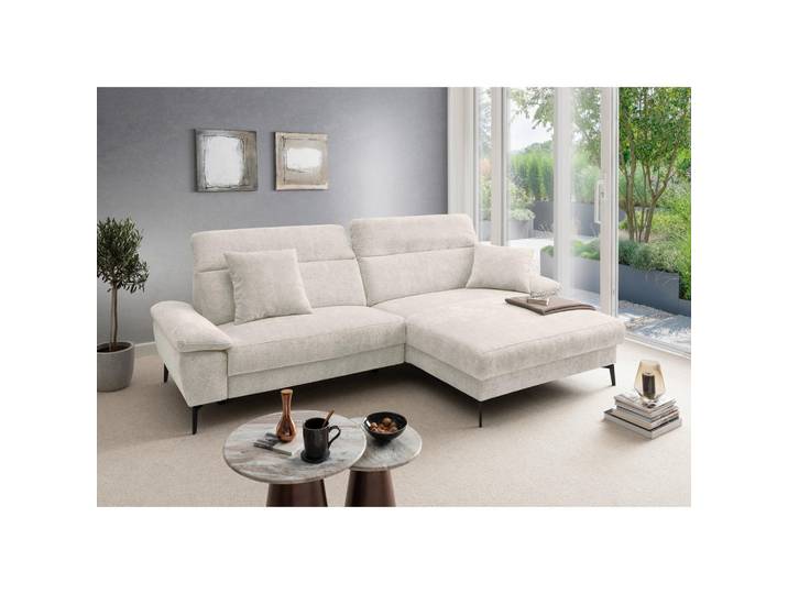 Livetastic Ecksofa Cancelli, Creme, Metall, Uni, 4-Sitzer, Füllung: Schaumstoff, Ottomane rechts, L-Form, 300x178 cm, seitenverkehrt erhältlich, Rücken echt, Herz-Waage-Funktion, Wohnzimmer, Sofas & Couches, Wohnlandschaften, Ecksofas