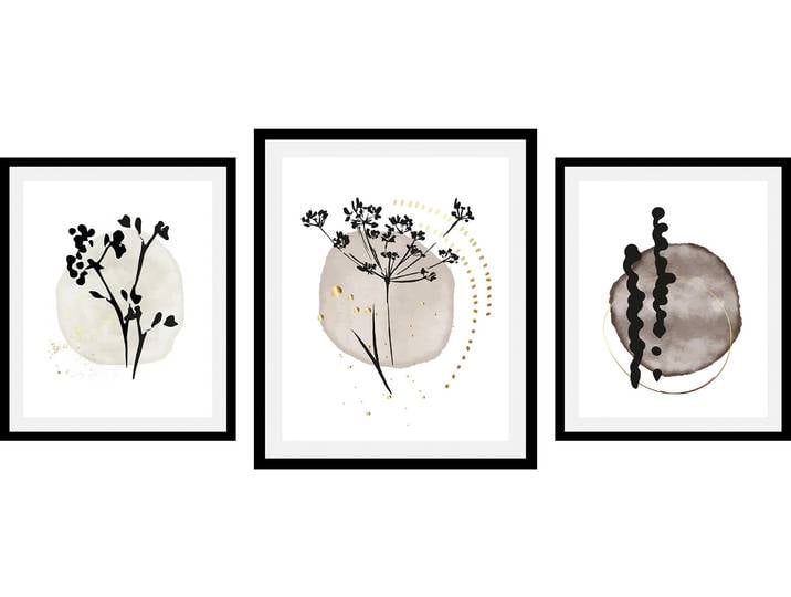 Bild QUEENCE Set Hamara , beige (farbe rahmen: schwarz, farbe bild(er): beige), B:30cm H:40cm, Acrylglas, Holz, Papier, Bilder, Bild, gerahmt