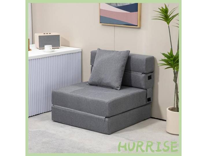 Cocosity Chauffeuse Canapé-Lit Convertible Fauteuil 1 Place Avec 1 Coussin Déhoussable Tissu Gris
