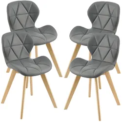 Esszimmerstuhl Älmhult 4-er Set 78x47x52 cm Kunstleder Grau [en.casa]