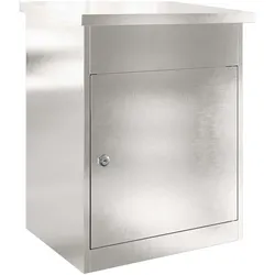 DELUKE Paketbox KILI mit Speicher Silber 47,5x38x59 cm Edelstahl | Paketkasten Paketbox für Zuhause Kasten für Pakete