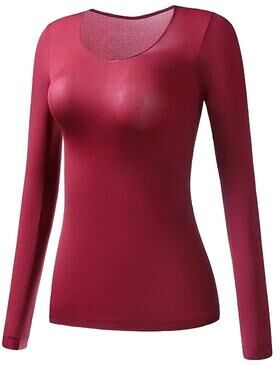 Uplifted Finds Womens Thermal Underwear Long Sleeve Winter Base Layer Shirt l burgundy