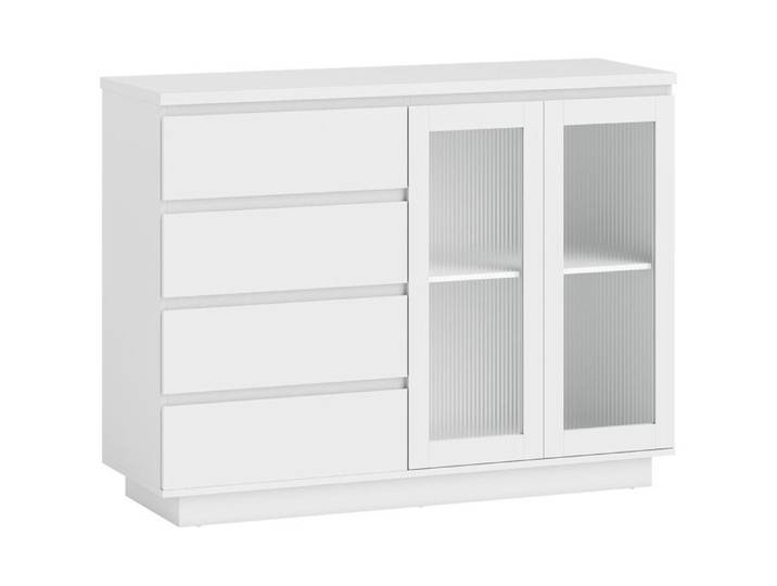 Buffet contemporain avec portes en verre MARCO blanc laqué