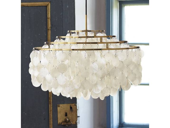 Fun 10DM - Pendelleuchte, messing, Perlmutt - VERPAN - Wohnzimmer - Design - Stein - Einflammig