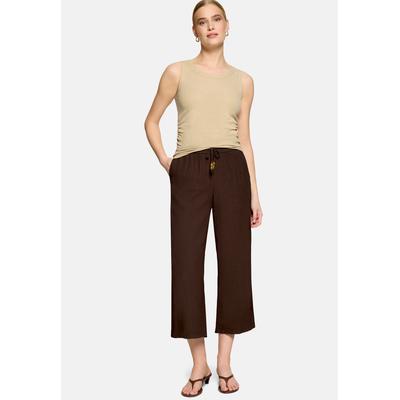 Stoffhose ZERO "Damen", Damen, Gr. 42, Normalgrößen, braun (chocolate plum), Strick, Obermaterial: 84% Viskose, 16% Polyamid, Strukturmuster, figurbetont 3/4-Länge, Hosen Stoffhose, Gürtel