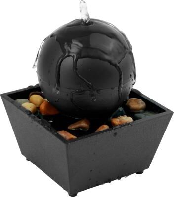 Uplifted Goods Mini Indoor Tabletop Fountain With LED Light For Home And Office Decor black Round
