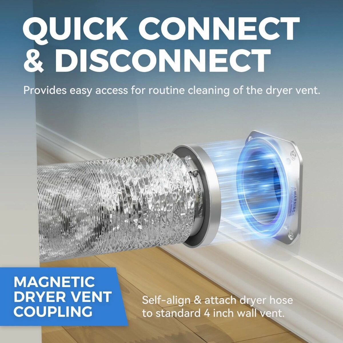 INF DV180 Magnetisches versiegeltes Trockner-Belüftungsanschluss-Kit — 304 Edelstahl Magnetkupplung, Kompakt Silber Größe