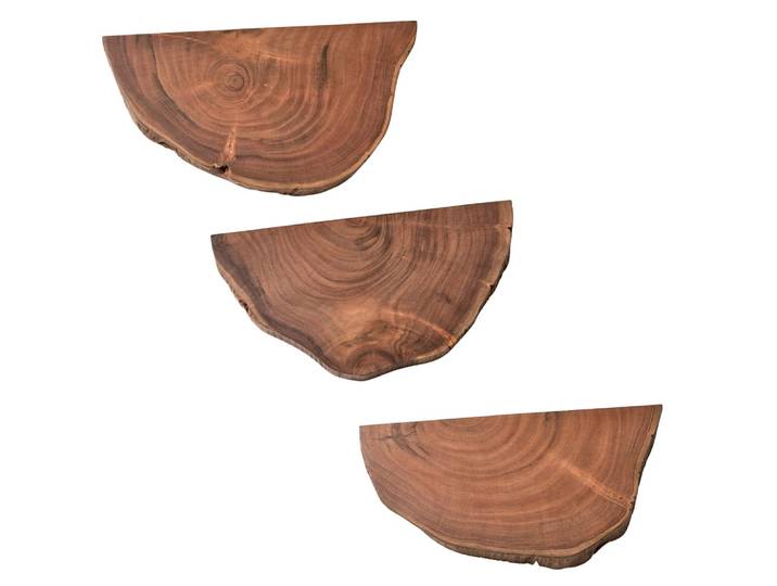 Lot de 3 étagères murales en bois d'acacia massif, marron