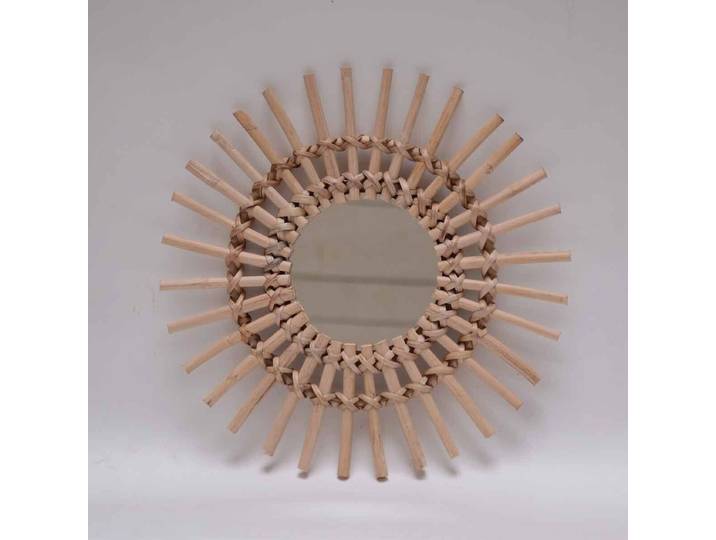 Miroir soleil vintage en rotin naturel 33 cm Moka