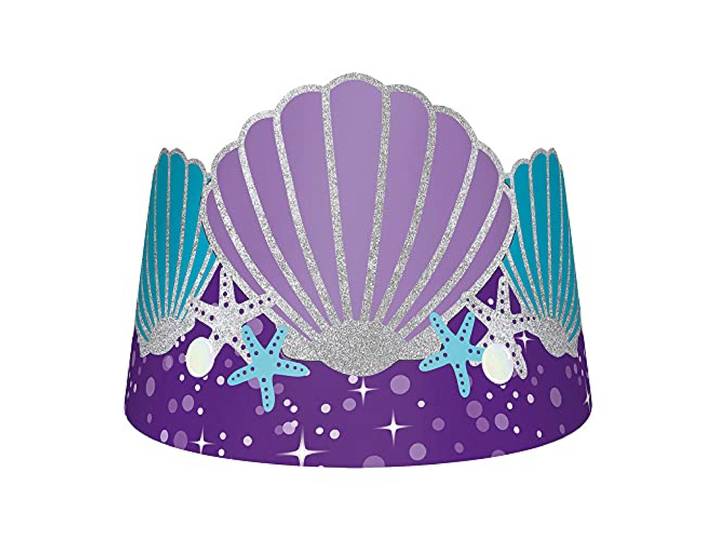 Amscan 250827 - Zeemeermin Wensen Party Kartonnen Shell Tiara's - 8 Pack