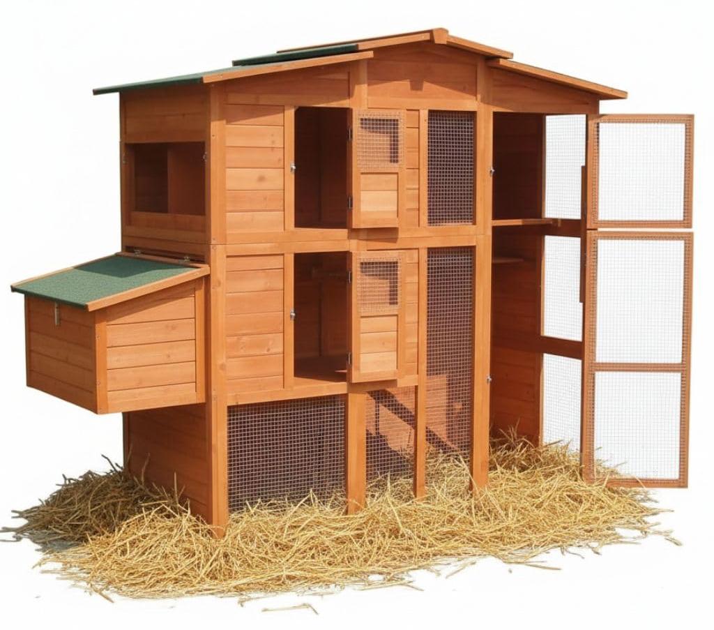 Hühnerstall XXL mit Freilauf - 171 x 80 x 166 Zentimeter - Holz - Für den Außenbereich