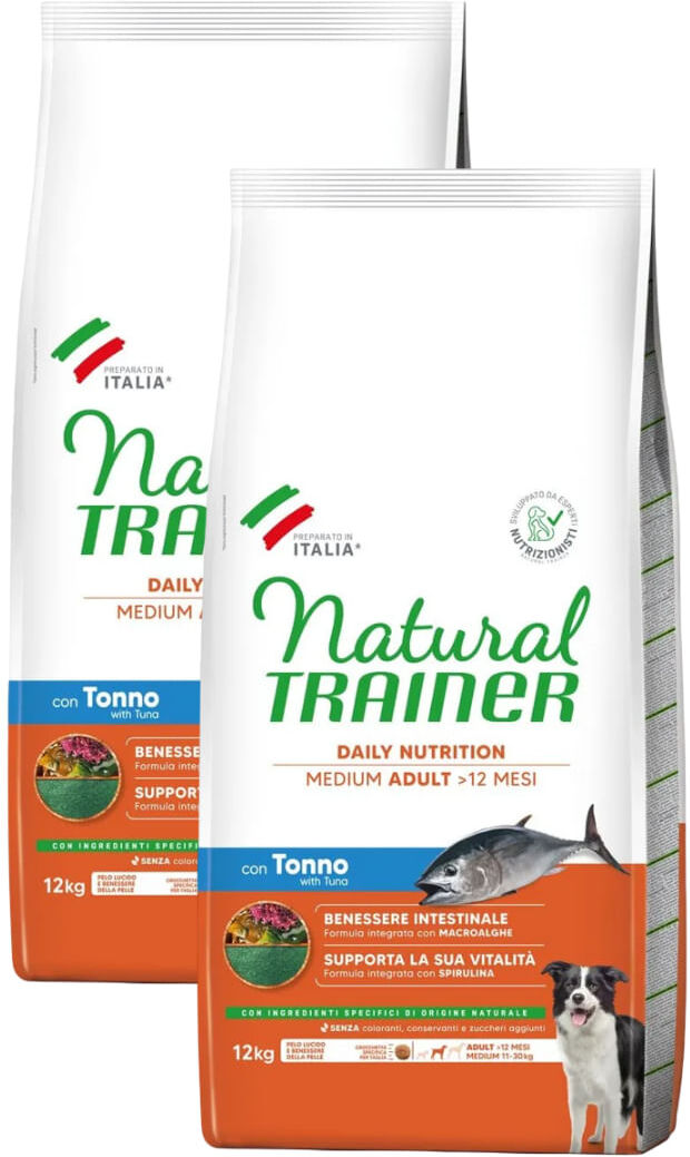 Kit Risparmio 2x12KG Natural Trainer Dog Adult Medium Tonno TONNO