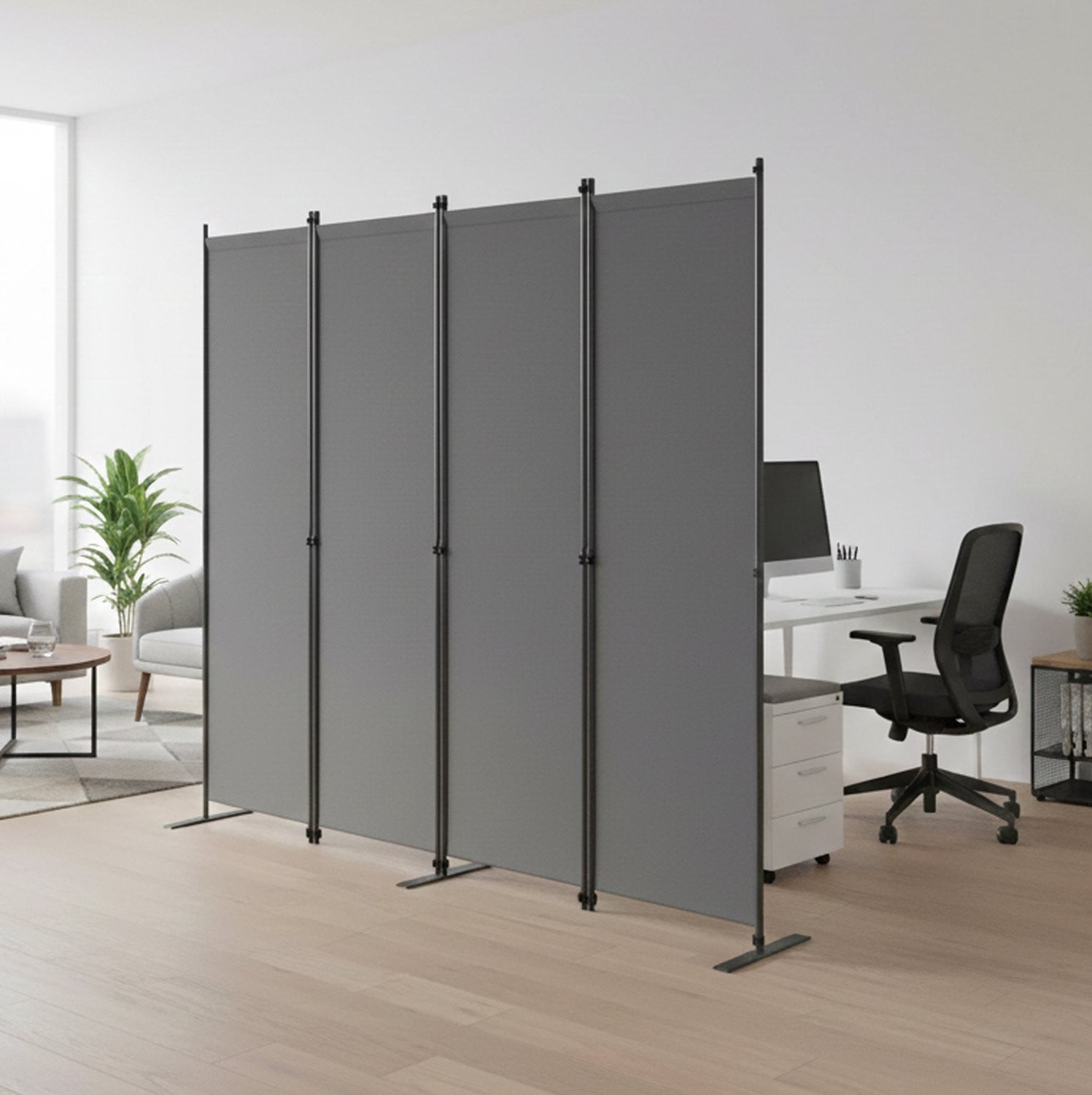 WUVRIE Kamerscherm 4-delig - Donkergrijs - 204 x 180 cm