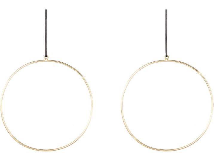 Dekohänger CREATIV DECO, gold (goldfarben), Ø:30cm, Aluminium, Dekohänger, Dekohänger, Metallring mit hochwertigem Lederband, Ø 30 cm