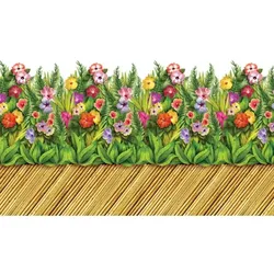 Bambus Gehweg und Blumen Wanddeko