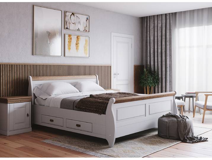 Bett Toska aus massiver Kiefer mit lackierter Oberfläche – 3%-Vorkasse-Rabatt