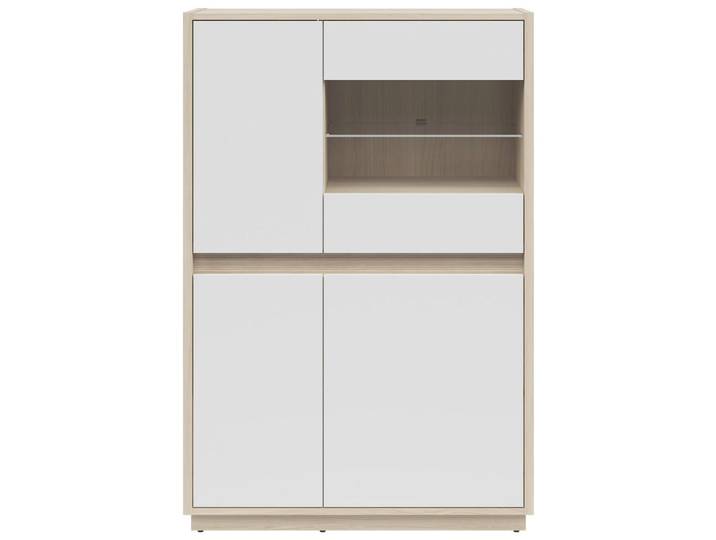 Hom`in Vitrine, Weiß, Eiche, Kunststoff, 5 Fächer, tageslichtweiß, 95x141.5x42 cm, FSC Mix, Beimöbel erhältlich, stehend, Wohnzimmer, Wohnwände, Vitrinenschränke