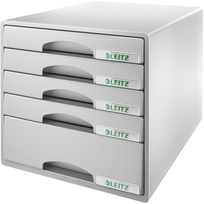 LEITZ Schubladenbox Plus grau 52110085, DIN A4 mit 5 Schubladen